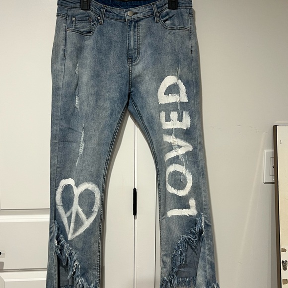 High Rise Blue Distressed Jeans - Picture 4 of 9